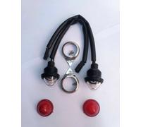 Coppia cerchi cromati luci pilota trasparenti per Royal Enfield Bullet con ta...