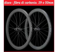 COPPIA CERCHI FIBRA CARBONIO FRENI DISCO RUOTE 700c BICI CORSA CENTER LOCK/6VITI