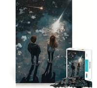 Coppia che osserva le stelle sotto le stelle cadenti - Puzzle da 1000 pezzi per adolescenti - Gioco stimolante per la mente - Relax - Taglio preciso - Opera d'arte da esporre 38x52cm