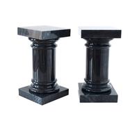 Coppia Colonne Fermalibro Marmo Nero Black Italian Marble Art Column Book H.17cm