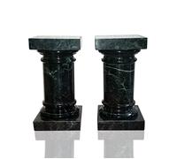 Coppia Colonne Fermalibro Marmo Verde Green Italian Marble Column Book H.17cm