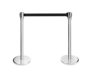 Coppia colonnine distanziali in acciaio cromato con nastro nero 2 m