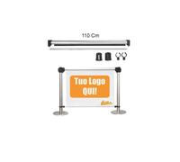 COPPIA COLONNINE SEPARA CODE DELIMITA AREA COMPLETE DI BANNER STAMPA INCLUSA