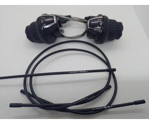 COPPIA COMANDI CAMBIO SHIMANO REVO SHIFT 3 X 7 COMPLETI di guaine MTB