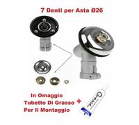 Coppia conica 7 denti x Asta Ø 26mm testina decespugliatore universale + Grasso