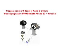 Coppia Conica Asta Ø26 - 9 Denti PROGREEN PG26 PG46 PG52 Tagliaerba + Grasso