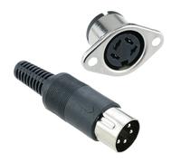 Coppia Connettore DIN 4 Pin Pannello Presa da Pannello + Spina, Nero