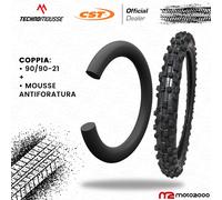 COPPIA COPERTONE PNEUMATICO GOMMA CST 90/90-21 MOUSSE ANTIFORATURA TECHNOMOUSSE