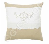 COPPIA CUSCINI ARREDO CUORE RICAMATO shabby cm. 40x40 beige + imbottitura dis 12