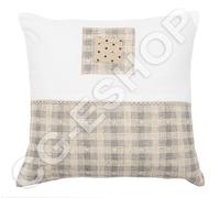 COPPIA CUSCINI ARREDO CUORE RICAMATO shabby cm. 40x40 beige + imbottitura dis 14