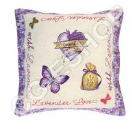 COPPIA CUSCINI ARREDO GOBELIN LAVANDA provenza cm. 45x45 farfalla + imbottitura