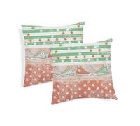 Coppia Cuscini Arredo Imbottiti In Cotone Fantasia 80's Style Arancio