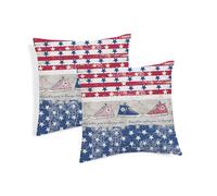 Coppia Cuscini Arredo Imbottiti In Cotone Fantasia 80's Style Blu