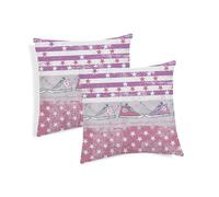 Coppia Cuscini Arredo Imbottiti In Cotone Fantasia 80's Style Rosa