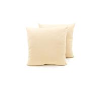 Coppia Cuscini Arredo Imbottiti Tessuto Ottoman In Tinta Unita Colore Beige 02