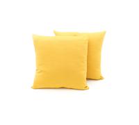 Coppia Cuscini Arredo Imbottiti Tessuto Ottoman In Tinta Unita Colore Giallo 04