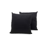 Coppia Cuscini Arredo Imbottiti Tessuto Ottoman In Tinta Unita Colore Nero 22