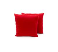 Coppia Cuscini Arredo Imbottiti Tessuto Ottoman In Tinta Unita Colore Rosso 20