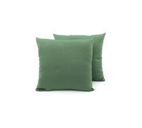 Coppia Cuscini Arredo Imbottiti Tessuto Ottoman In Tinta Unita Colore Verde 07