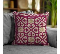 Coppia Cuscini Arredo Jacquard Arabic Quadrati 50x50 cm Sfoderabili Imbottiti Eleganti Orientali (Fucsia)