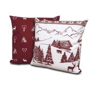 COPPIA CUSCINI ARREDO TIROLESE BOLZANO renne tirolo bianco rosso cm 40x40 - 50x5