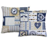 COPPIA CUSCINI ARREDO TIROLESE GARDENA blu cuscino tirolo 40x40 - 50x50 - 60x60