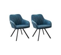 Coppia di 2 sedie in tessuto blu Monee
