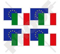 Coppia di adesivi in vinile per paraurti e casco, con bandiera dell'Unione europea e italiana, 50 mm, confezione da 4