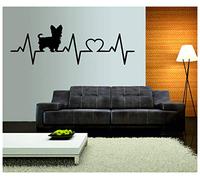 Coppia di Adesivi murali Wall Sticker elettrocardiogramma Yorkshire - dog - love - idea regalo per abbellire la tua casa