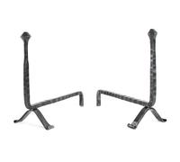 COPPIA DI ALARI FERRO BATTUTO CHIODO CM.40X40 CAMINO CAMINETTO FUOCO 19x40x40