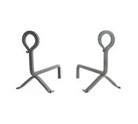 COPPIA DI ALARI FERRO BATTUTO GIOTTO CM.36X31 CAMINO CAMINETTO FUOCO