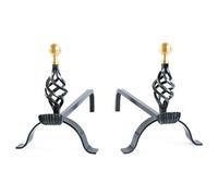 COPPIA DI ALARI FERRO BATTUTO PIGNA 24X43X32 CAMINO CAMINETTO FUOCO