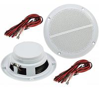 Coppia di altoparlanti esterni da 127 mm/5", 80 Watt, da incasso, per parete e soffitto, IP44, adatti per interni ed esterni, 2 pezzi, colore bianco