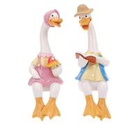 Coppia di anatre ornamentali - Coppia di ornamenti da prato e statua - Libro di lettura posa resina ornamenti per prato esterno, statue esterne con espressione emotiva per patio