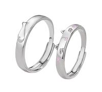 Coppia di anelli multiuso con disegni di gatti e pesci in ottone robusto resistente all'ossidazione e all'usura gioielli accessori anelli regolabili