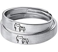 Coppia di anelli per lui e per lei, in argento Sterling S925, regolabile, per anniversario, promessa di matrimonio, anello per donne e uomini, Argento