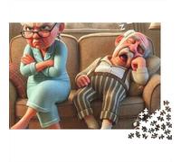Coppia di anziani in stile cartone animato, puzzle da 1000 pezzi, coppia scontrosa sul divano, gioco educativo per adulti, bellissima decorazione, difficile, stimolante, regalo di compleanno, 38x26cm
