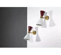 Coppia di applique da parete Italian Light in ottone grezzo anni 50 metà secolo