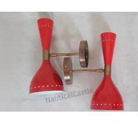 Coppia di applique da parete, set di 2 applique da parete Diablo rosso italiano