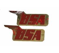 Coppia di badge logo serbatoio benzina rosso in ottone per moto BSA M20