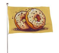 Coppia di bandiere a forma di ciambella, 89 x 150 cm, stampa su entrambi i lati, bandiera decorativa da giardino, non sbiadisce, con occhielli in ottone da appendere, sfondo fotografico per interni ed