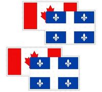 Coppia di bandiere del Quebec-Canada, Provincia del Québec Fleurdelisé e bandiera canadese con foglia d'acero, 100 mm, adesivi in vinile, decalcomanie x2