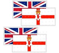 Coppia di bandiere Irlanda del Nord-Regno Unito, bandiera dell'Ulster e bandiera britannica Union Jack, 75 mm (circa 7,6 cm), adesivi in vinile per paraurti, decalcomanie x2