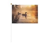 Coppia di bandiere palmari galleggianti con anatre reali - 14 x 20,8 cm - adatte per feste, eventi sportivi, celebrazioni