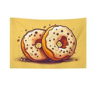 Coppia di bandierine a forma di ciambella, 119,4 x 177,8 cm, non sbiadisce, bandiera di benvenuto da giardino, cortile, casa, cartello decorativo per interni ed esterni, striscione per feste e