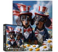 Coppia di bassotti 1000 pezzi puzzle per adulti American Independence Day Puzzle artistico a tema impegnativo giochi di attività familiari colorati fai da te puzzle per la decorazione della casa