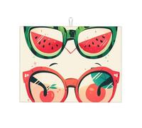 Coppia di bicchieri di anguria e ciliegia, tappetino scolapiatti grande, 45,7 x 61 cm, super assorbente e lavabile in lavatrice