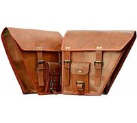 Coppia Di Borse Laterali Moto In Pelle Di Capra Marrone, Panniers, 11in