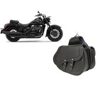 Coppia di borse valigie custom bisacce laterali in pelle per Suzuki Intruder 800