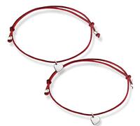 Coppia di braccialetti filo rosso del destino con cuori in argento